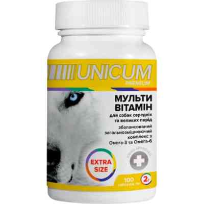 Вітаміни для собак Unicum PREMIUM EXTRA SIZE мультивітамін 100 табл. (4820275971678) Вінниця