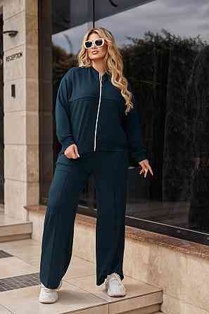 Жіночий трикотажний костюм зі штанами палаццо "Alicante"  | Норма і батал Смарагдовий, 46-48 Київ