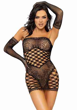 Leg Avenue 2 PC Tube dress and gloves OS Black Sex Aura Київ