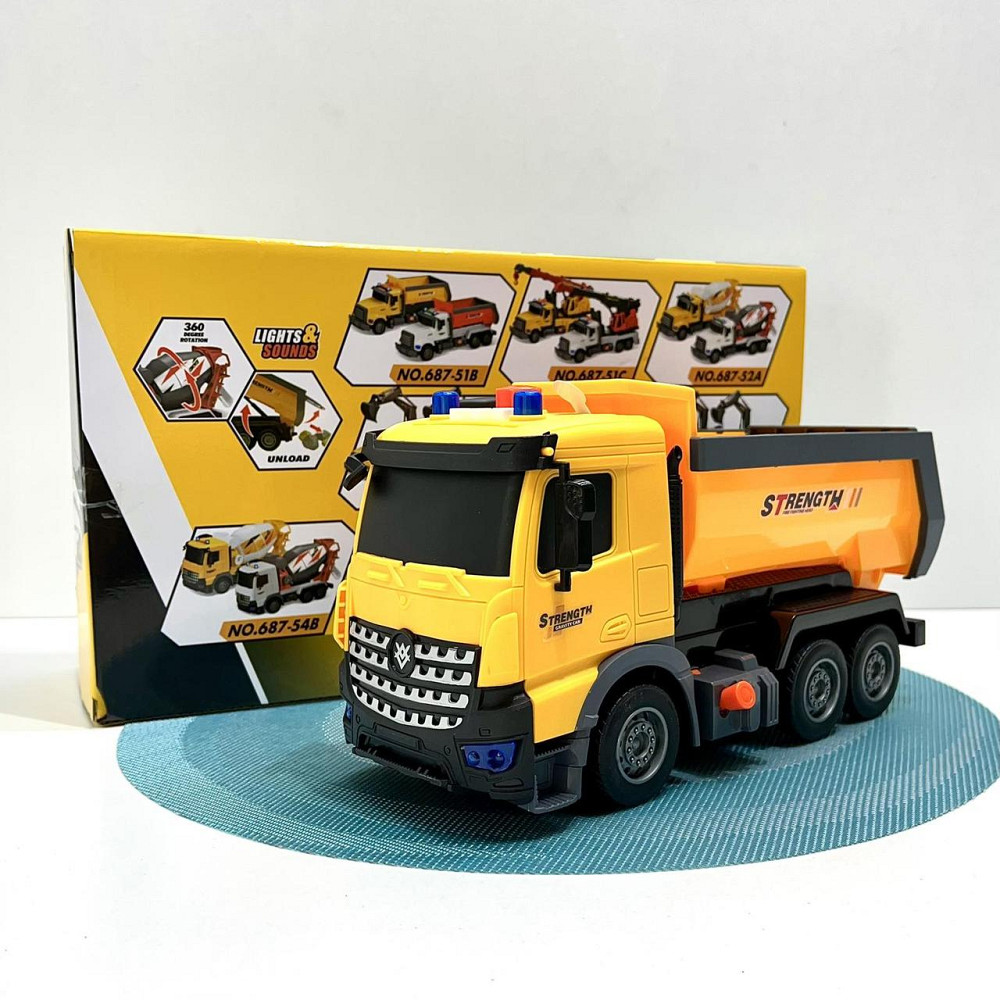 Спецтехніка машинка Самоскид світло звук інерційний механізм рухомий кузов Жовтий (687-54C) Чернігів - фото 2