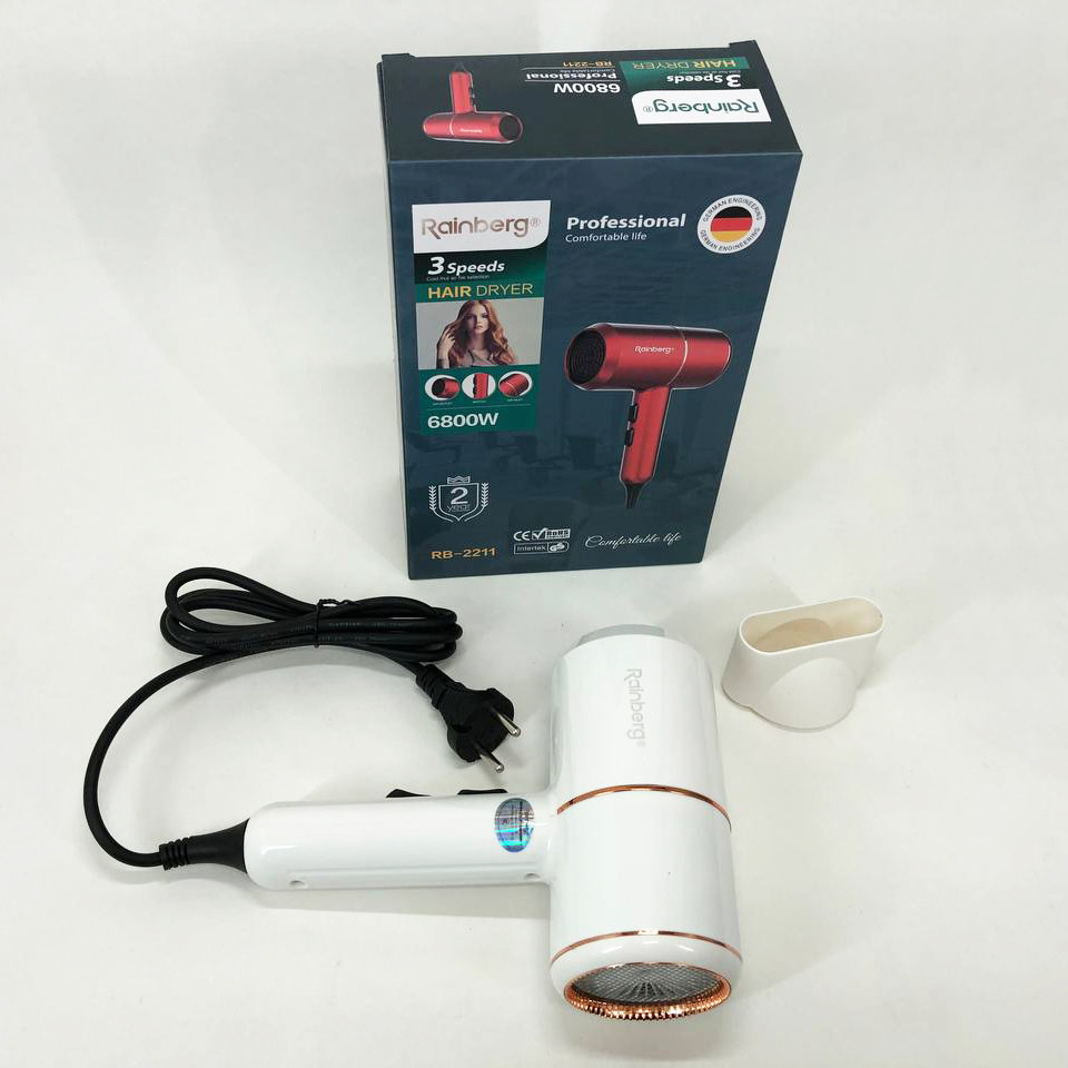 Женский мощный фен для укладки волос Rainberg, Фен с регулятором мощности и температуры QL-77 Львов - изображение 8