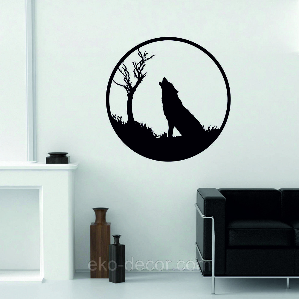 Декоративное настенное Панно «Волк», Декор на стену 90*90 см, Черный Киев - изображение 3