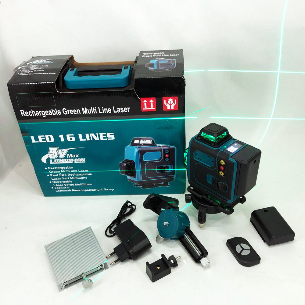 Уровень лазерный линейный нивелир аккумуляторный Laser 4D, 16 линий, рабочее растояние 30м, в чемодане XZ-85 Львов - изображение 13