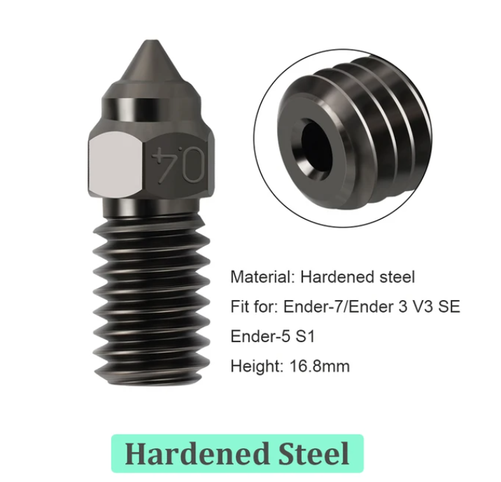 Сопло Hhiddo 0,4 мм из закаленной стали для 3D-принтеров Ender-7/Ender-3 V3 SE/Ender-5 S1 Киев - изображение 1