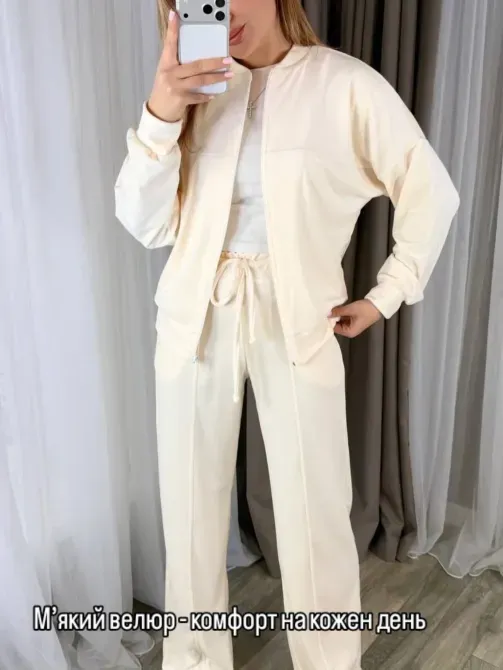 Женский велюровый костюм кофта на молнии и брюки женский велюровый костюм Одесса - изображение 2