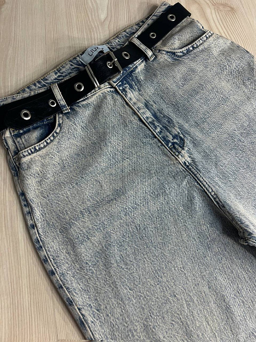 Джинси жіночі LIUZIN 1360 wide leg широкі палаццо з ременем великі розміри довгі блакитні, блакитний Одеса - фото 5