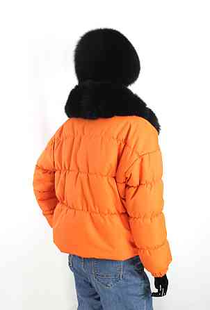 Демисезонная женская куртка з меховым воротним Оранжевый 46 Харьков