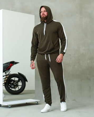 Костюм спортивний чоловічий лампаси весна Хакі-Білий M Харків