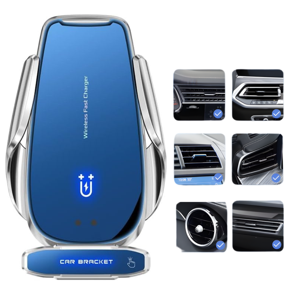 Держатель для телефона,автомобильный с беспроводной зарядкой 15W с функцией автоматического открытия,серебристый Каменец-Подольский - изображение 1