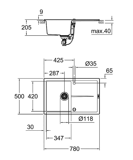 Композитна мийка для кухні Grohe K400   ( 31639AP0 ) 21179 Харків - фото 2