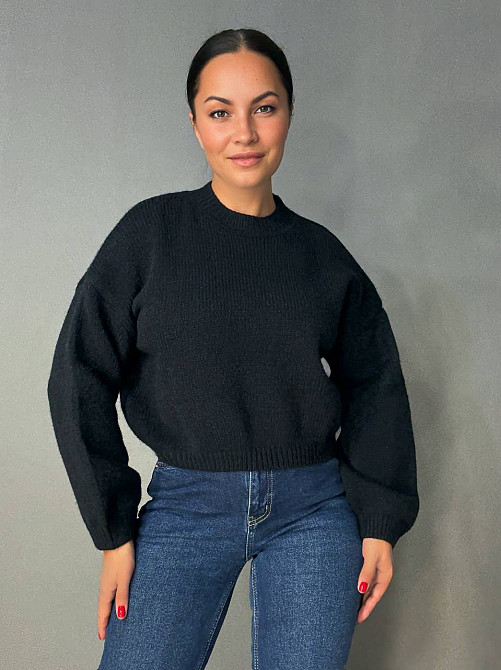 Светр жіночий Fancy Matinee 539 оверсайз однотонний, чорний, one size Київ - фото 7