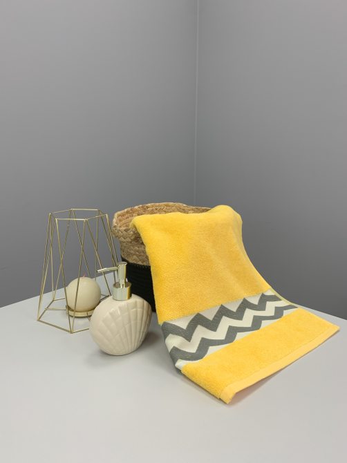 Комплект махровых полотенец Ideal Textile с бордюром 2 шт (50х90см + 70х140см) Жовтий Черновцы - изображение 8