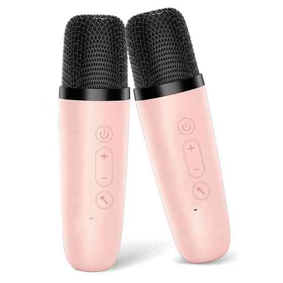 Дитяче караоке + 2 мікрофони, К12 Рожевий / Блютуз колонка з RGB підсвіткою / Бездротове міні-караоке Київ