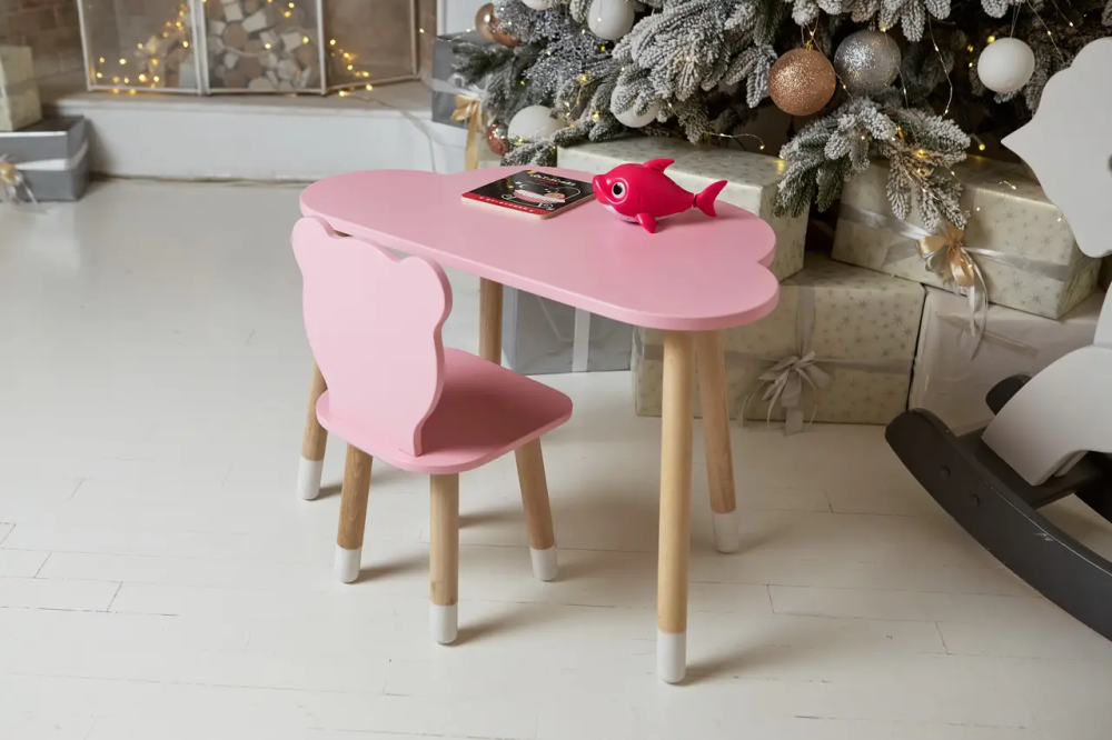 Дитячий столик Хмара (Рожевий) та стільчик Ведмедик (Рожевий) Київ - фото 9