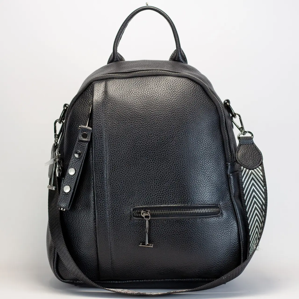 Женский кожаный рюкзак городской 23х32х13, сумка для города, путешествий и отдыха, черная Киев - изображение 3