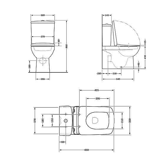 Унітаз-компакт Qtap Crow безобідковий із сидінням Soft-close QT05222170W Київ
