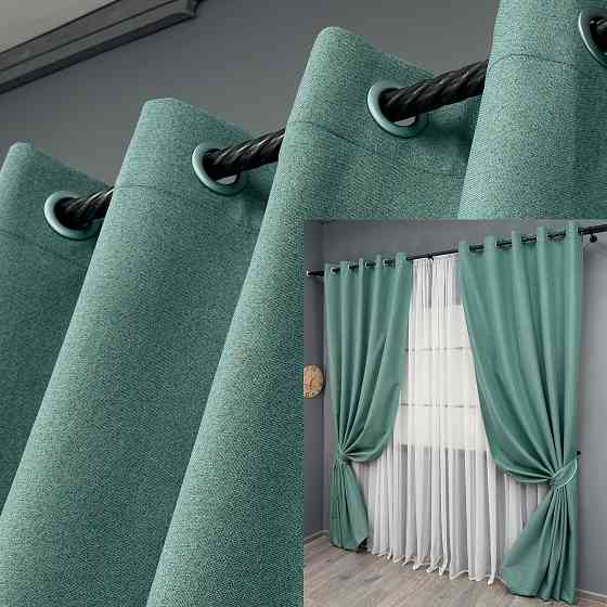 Комплект штор на люверсах VR-Textil Блэкаут двусторонний ASHEN NIGHT № 1849ш Бирюзовый 150х270 см 2 шт (37-0290) Киев