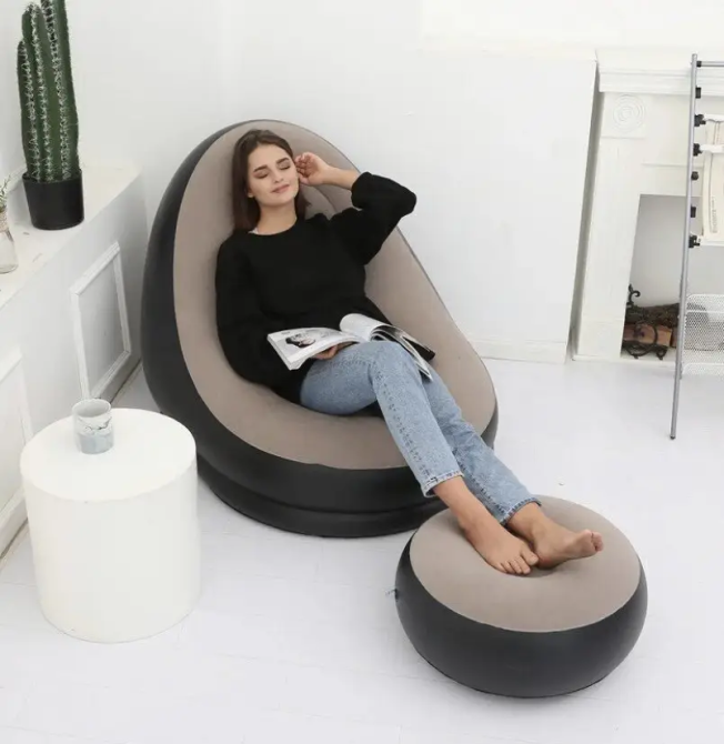 Надувне крісло з пуфом Air Sofa (велюрове покриття) Вінниця - фото 3