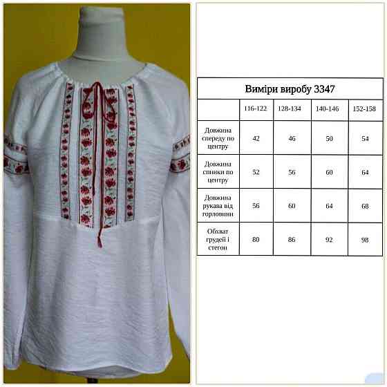 Вышиванка для девочек с красным орнаментом лен жатка Одесса