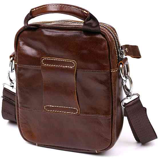 Небольшая мужская сумка из натуральной кожи Vintage 20478 Коричневый Киев