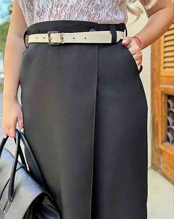 Жіночі базові штани з імітацією спідниці костюмка Чорний, 52/54 Одеса