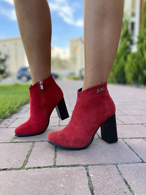 Жіночі черевики 95 червоні натуральна замша висота каблука 9 см розмір 38 (2570) Коломия - фото 8