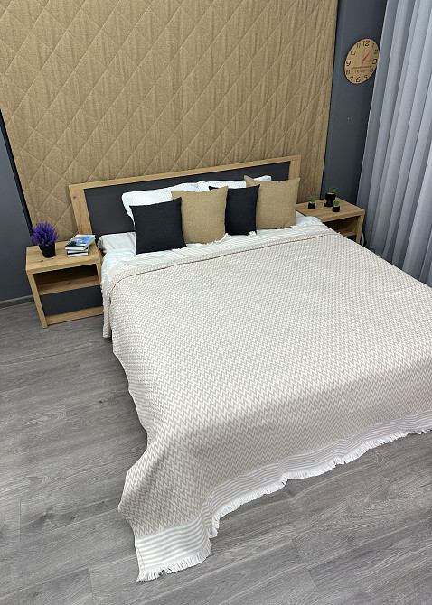 Покривало Dakota Fringe ЄВРО 200х230 см колір бежевий з білим (85-193) Київ - фото 6