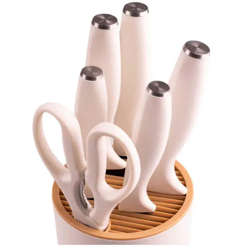 Набір кухонних ножів з підставкою 6 предметів білий HP1851057 Київ - фото 4