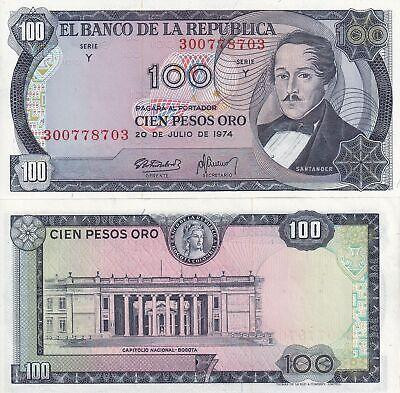 Колумбия / Colombia 100 pesos oro 1974 Pick 415 UNC Полтава - изображение 1