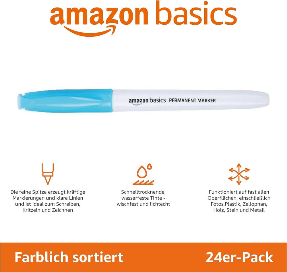 Маркері перманентные Amazon Basics 24 шт набор цветных быстросохнущих водостойких тонких Киев - изображение 8