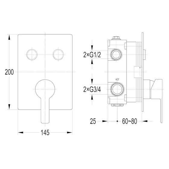 Термостат для ванни прихованого монтажу Imprese SMART CLICK на 2 споживача хром Київ