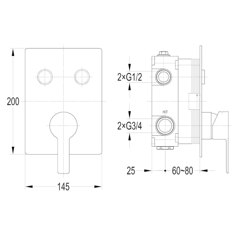 Термостат для ванни прихованого монтажу Imprese SMART CLICK на 2 споживача хром Київ - фото 5