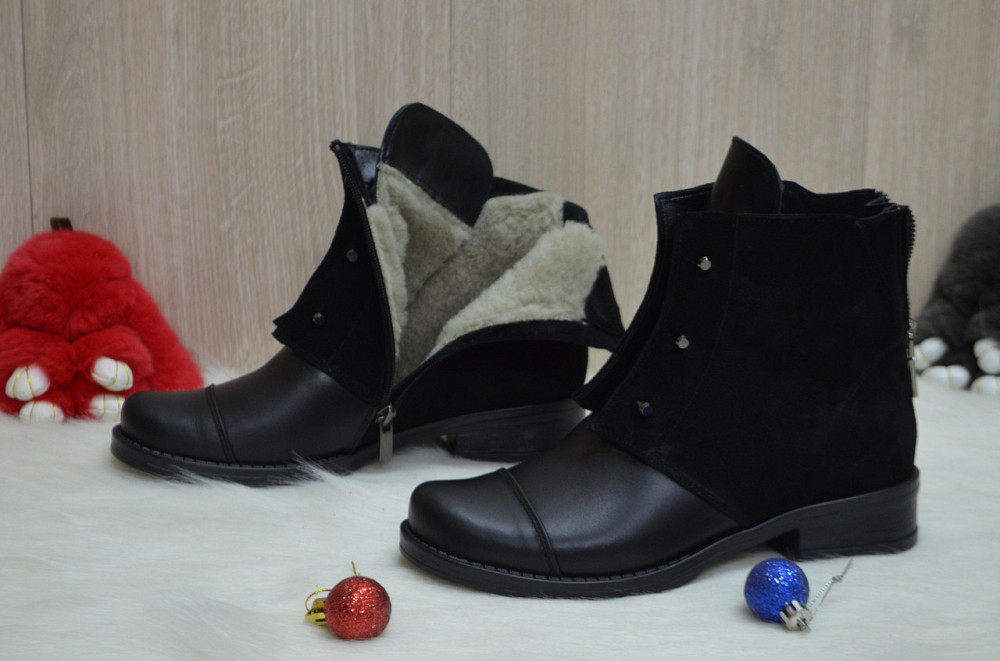Черевики жіночі M.KRAFT чорні кожа+замш зима висота 13см подошва 3,5см 36р. 40р. (2205) Коломия - фото 5
