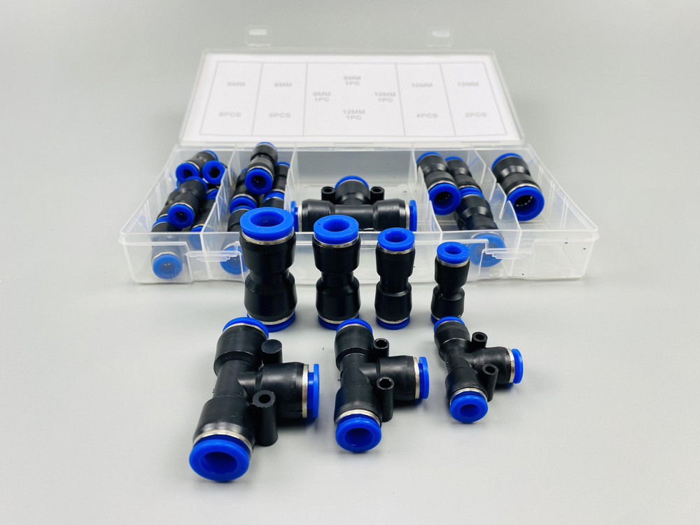 Фітинги типу Т-подібний 3-сторонній вихід пневматичний PE Tee трубний фітинг набір 24 шт (6, 8, 10, 12 мм) Мукачево - фото 2