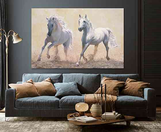 Картина полотно у вітальню / спальню   Пара Коней     MLP_258 ( 60х30см ) 50x100 см Київ