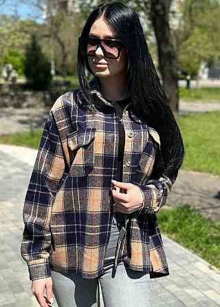 Жіноча тепла сорочка "Elba" оптом | Розпродаж моделі 42-44, Синій+кемел Київ