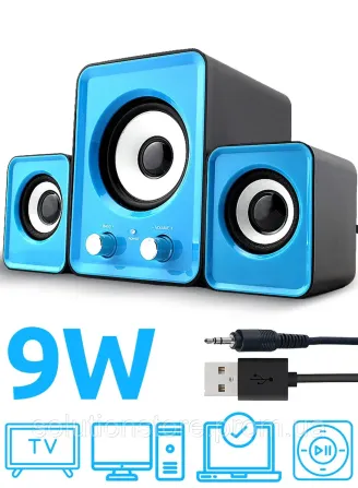 Музичні колонки для комп'ютера 2.1 FT-202, USB живлення, Mini Jack AUX, регулятор гучності та басів Київ - фото 6