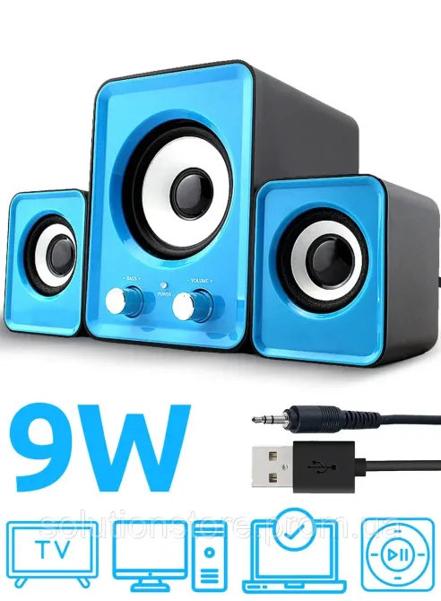 Музичні колонки для комп'ютера 2.1 FT-202, USB живлення, Mini Jack AUX, регулятор гучності та басів Одеса - фото 6