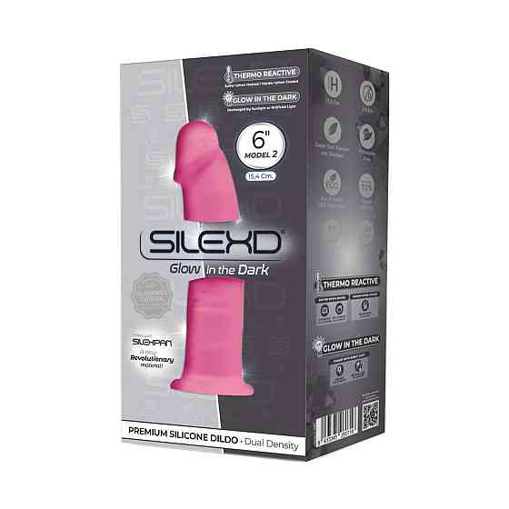 Фаллоимитатор SilexD Robby Pink (MODEL 2 size 6in) Glow in the dark, двухслойный, силикон+Silexpan, диаметр Sex Aura Киев