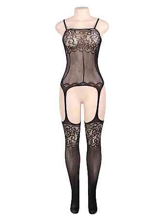 Комбинезон прозрачный Star Night Foxy Suspender Style с имитацией чулок, черный Sex Aura Киев