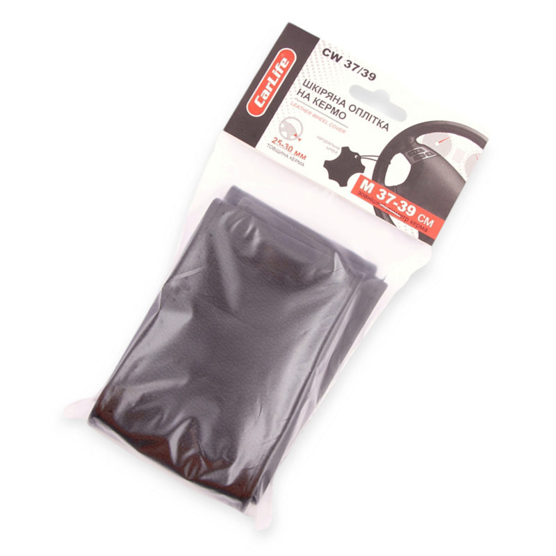 Оплетка руля m кожа (37 - 39 см) черная с иголкой широкая Мукачево - изображение 1