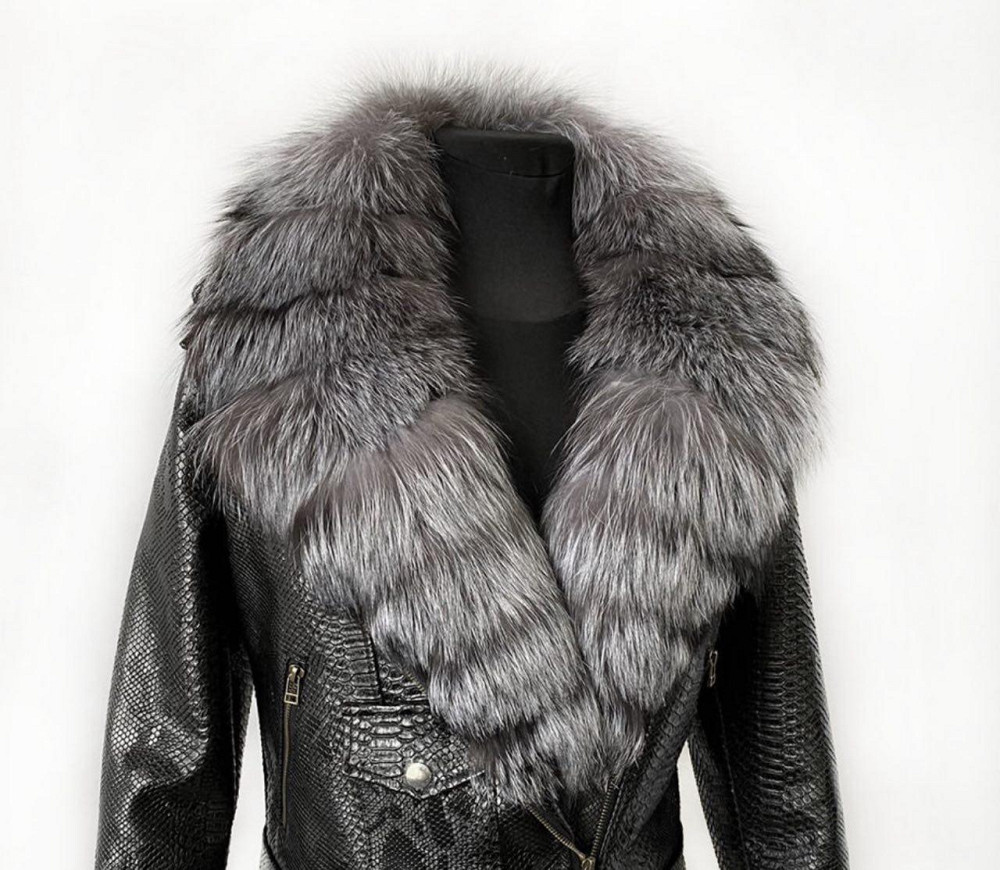 Комір жіночій з чорнобурки на підкладці Сірий Харків - фото 1