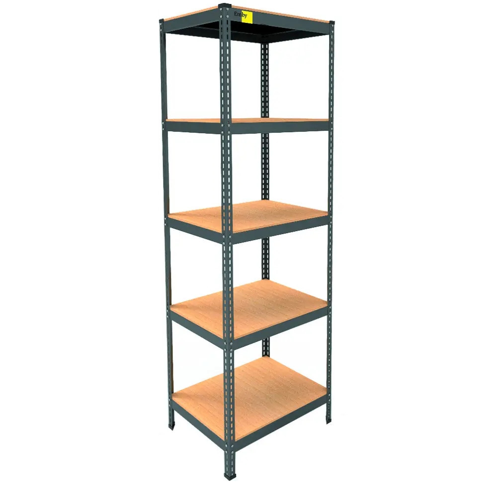 Металевий стелаж Emby Light Series (розмір 2100х600x450мм) 5 полиць ДСП до 100кг Чорний Вінниця - фото 1