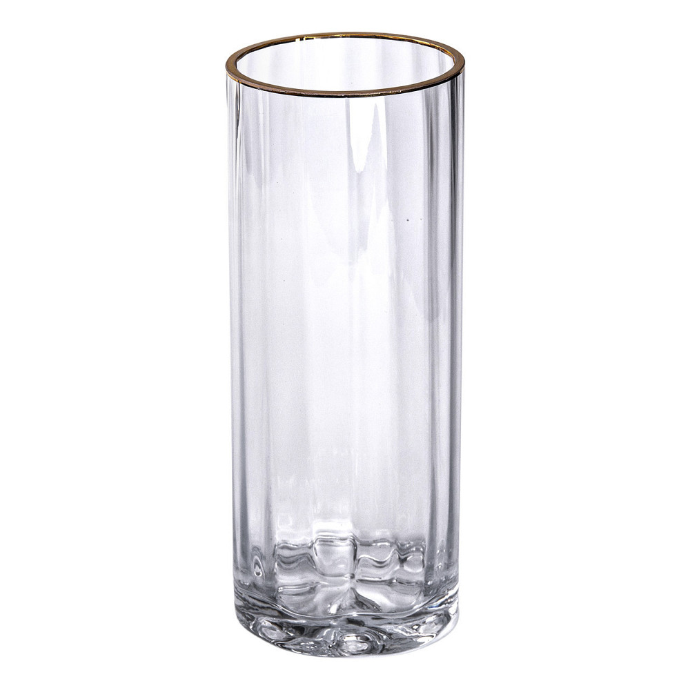 Декоративная ваза для цветов из прозрачного стекла с золотой окантовкой 25 см HP-1707 Киев - изображение 1