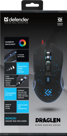 Миша Defender Draglen GM-907 Black (52907) (7191276) Київ