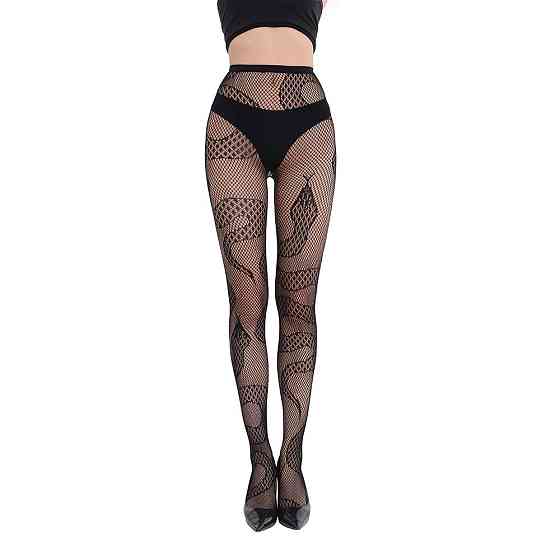 Колготки со змеями в сетку one size черный Киев