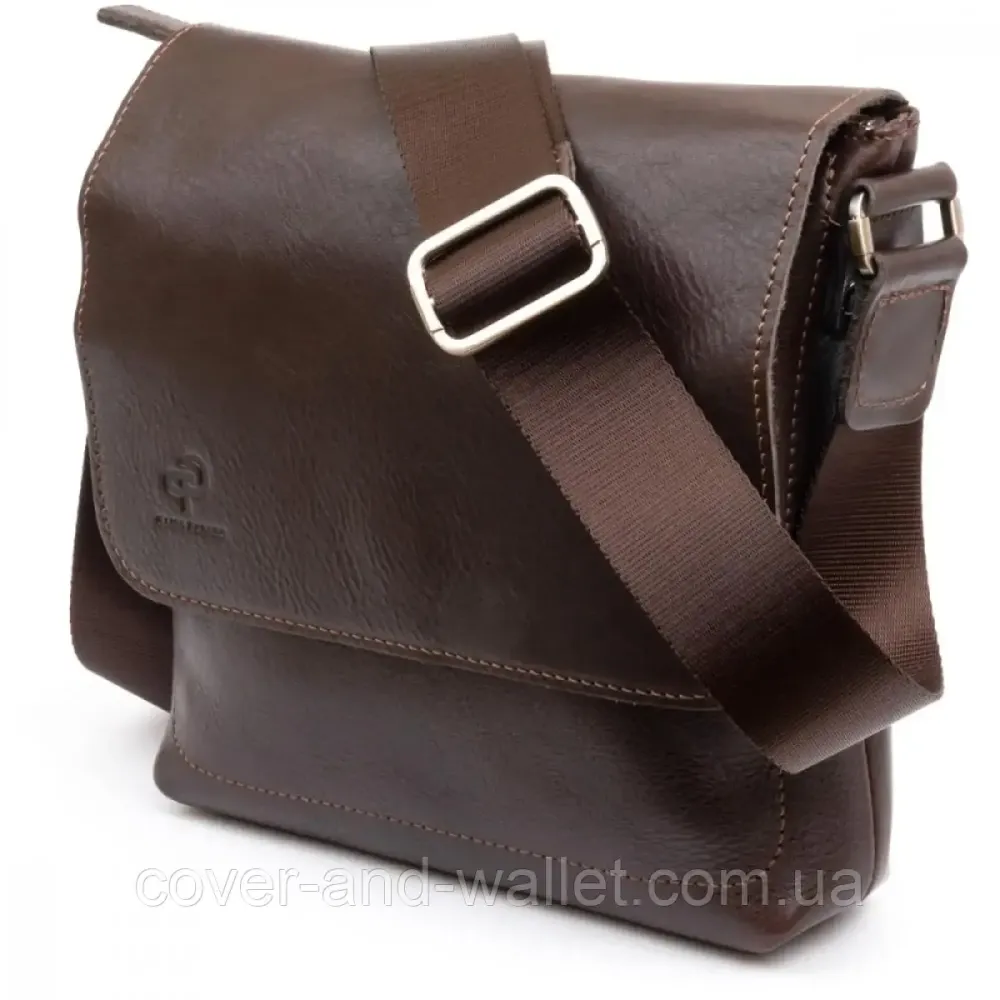 Кожаная мужская наплечная сумка на магнитах ручной роботы Grande Pelle 754620 Киев - изображение 1