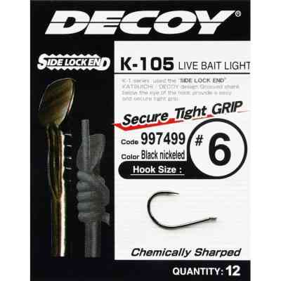Крючок Decoy K-105 Live bait light 10 (12 шт/уп) (1562.03.40) Винница