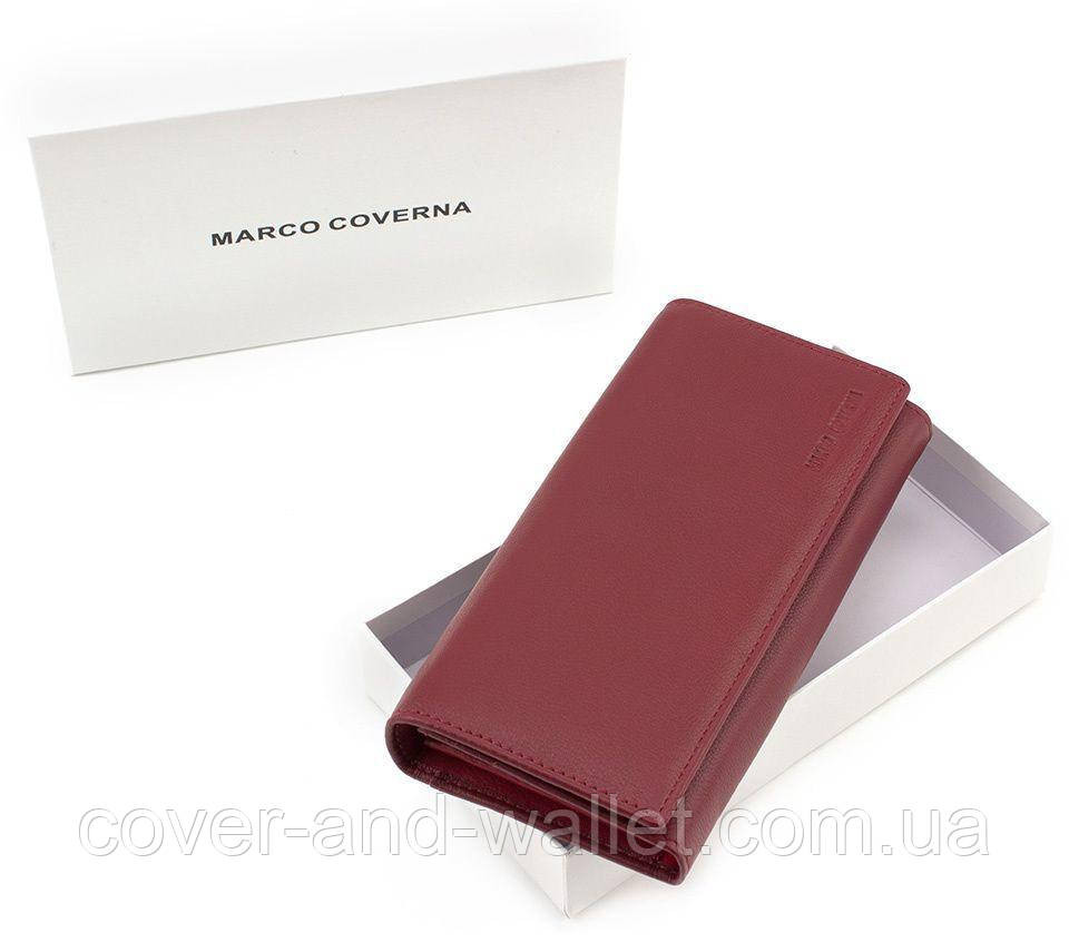 Жіночий шкіряний гаманець на магнітній фіксації світло рожевого кольору Marco Coverna Бордовий Київ - фото 6