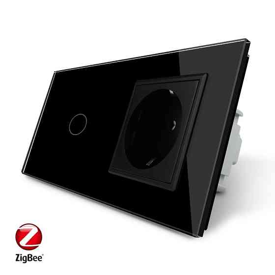 LIVOLO Розумний сенсорний ZigBee вимикач 1 сенсор 1 розетка Livolo чорний скло (VL-C701Z/C7C1EU Коломия